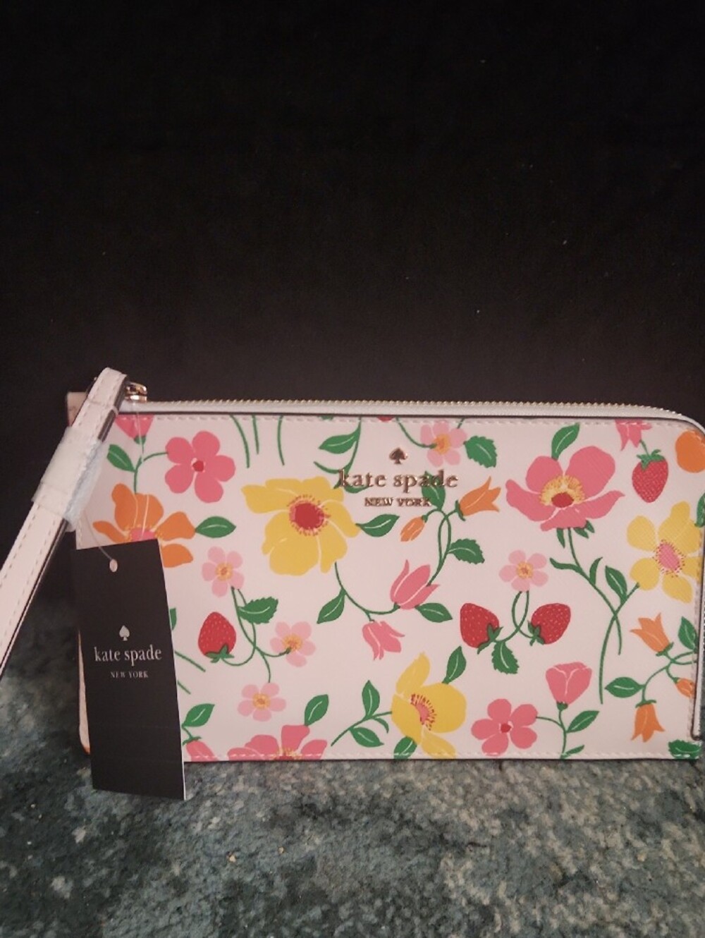 kate spade Floral Zip Wristlet in Pink, Yellow and Green